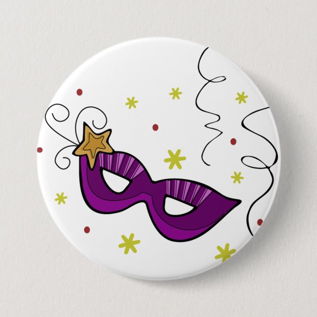 Badge Rond 7,6 Cm Masque pour les yeux de Mardi Gras (Devant)