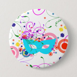 Badge Rond 7,6 Cm Masque Purim
