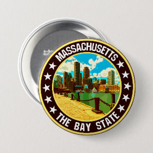 Badge Rond 7,6 Cm Massachusetts                                     