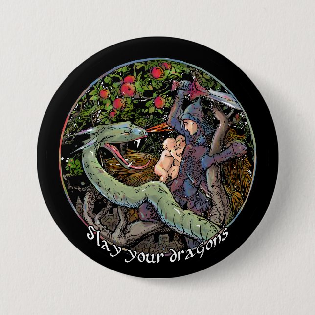 Badge Rond 7,6 Cm Massacrez vos dragons, cadeau pour des fans de la (Devant)