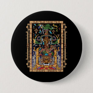Badge Rond 7,6 Cm Mayan Astronaut King Pakal