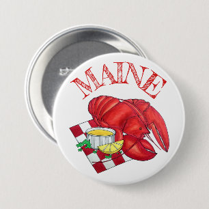 Badge Rond 7,6 Cm ME Maine Lobster Shack Dîner de fruits de mer Roug