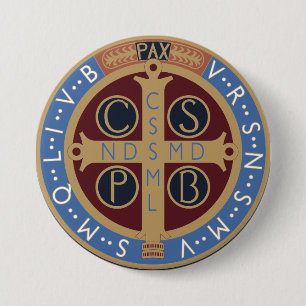 Badge Rond 7,6 Cm Médaille de Saint Benoît