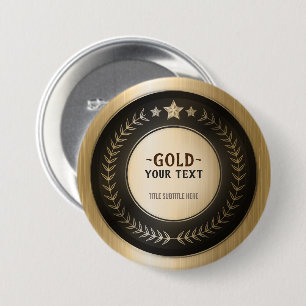 Badge Rond 7,6 Cm MÉDAILLE DIY IMPRESSION PERSONNALISÉE Or #1 Champi