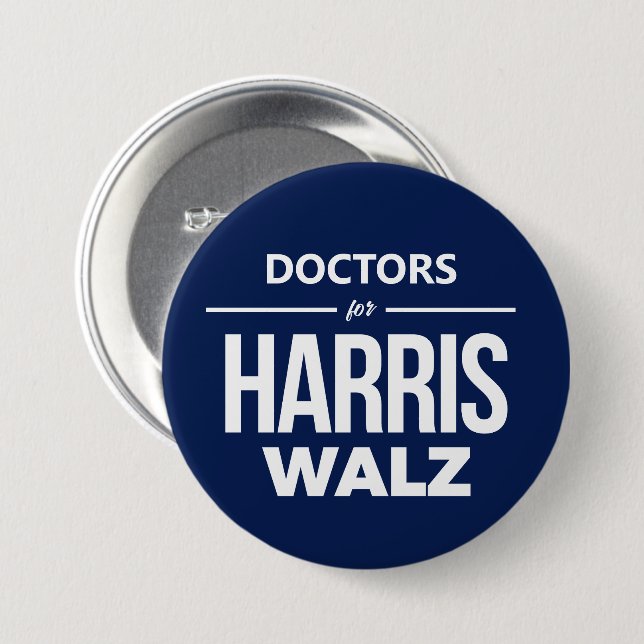 Badge Rond 7,6 Cm Médecins pour Harris Walz (Devant & derrière)