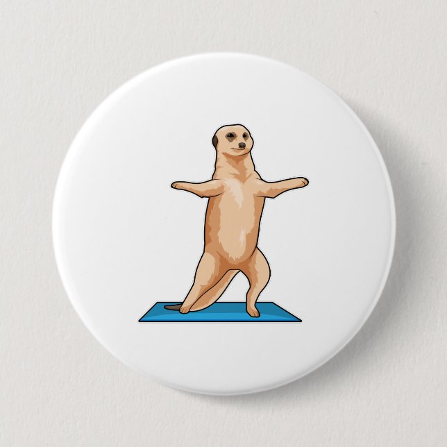 Badge Rond 7,6 Cm Meerkat à Fitness Exercice d'étirement (Devant)