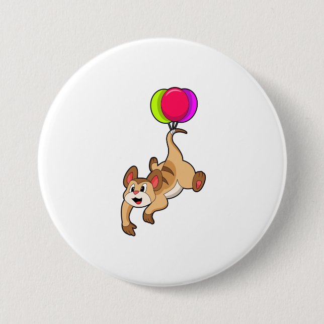 Badge Rond 7,6 Cm Meerkat avec ballon (Devant)