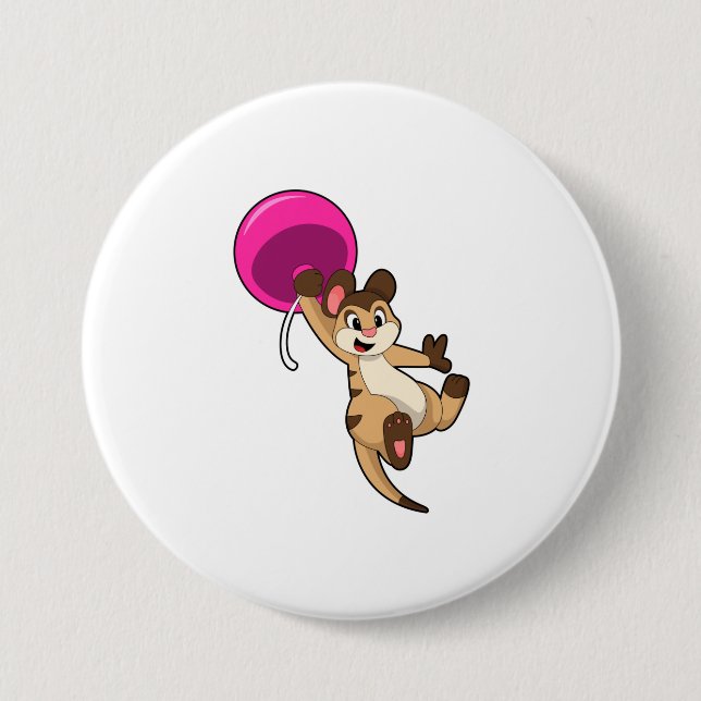 Badge Rond 7,6 Cm Meerkat avec ballon (Devant)