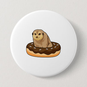 Badge Rond 7,6 Cm Meerkat avec Donut