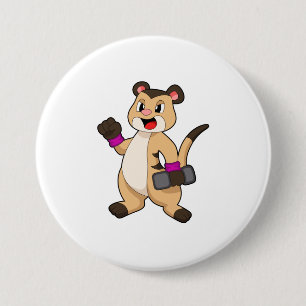 Badge Rond 7,6 Cm Meerkat avec Dumbbell