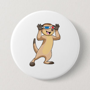 Badge Rond 7,6 Cm Meerkat avec lunettes