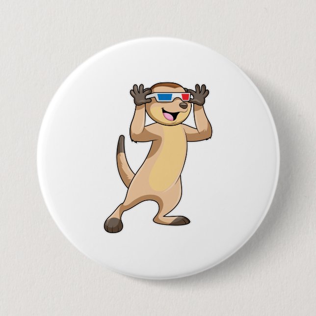 Badge Rond 7,6 Cm Meerkat avec lunettes (Devant)