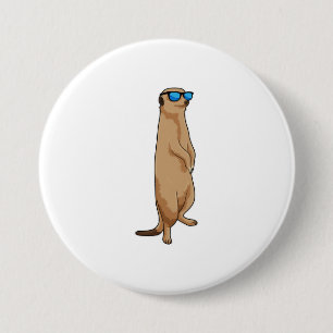 Badge Rond 7,6 Cm Meerkat avec lunettes de soleil