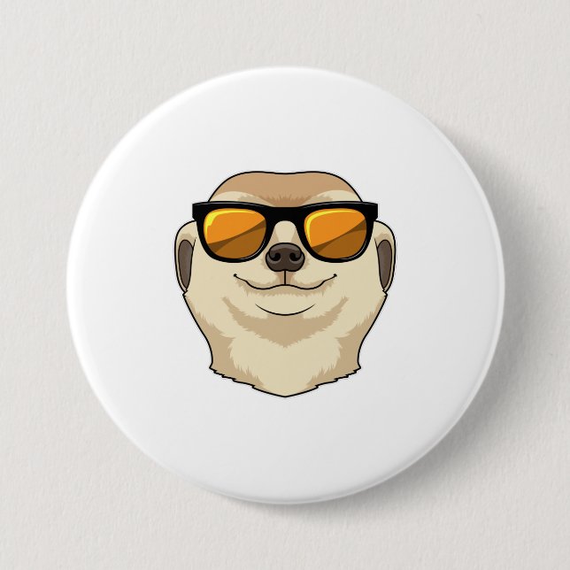 Badge Rond 7,6 Cm Meerkat avec lunettes de soleil (Devant)