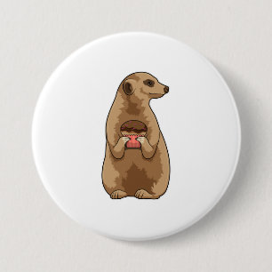 Badge Rond 7,6 Cm Meerkat avec Muffin
