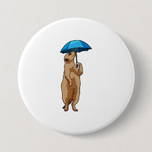 Badge Rond 7,6 Cm Meerkat avec parapluie