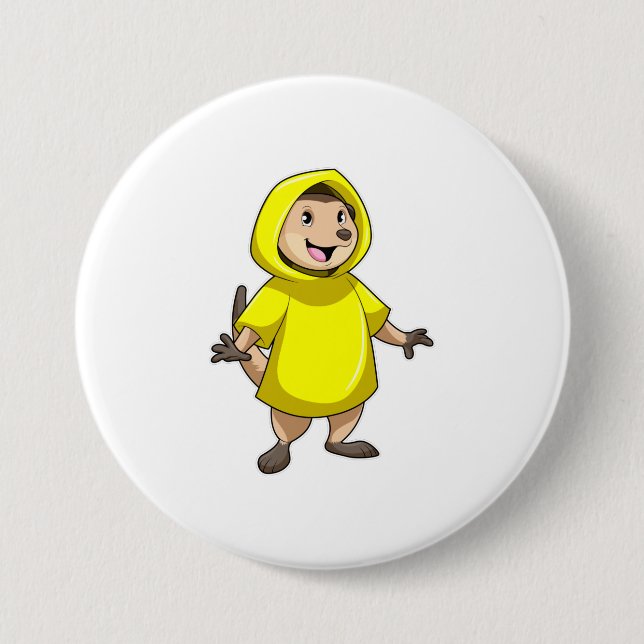 Badge Rond 7,6 Cm Meerkat avec Raincoat (Devant)