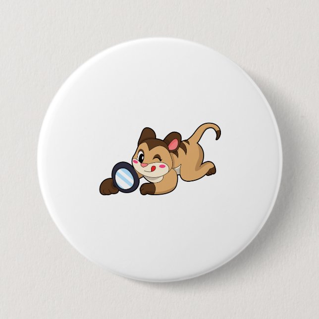 Badge Rond 7,6 Cm Meerkat avec verre grossissant (Devant)