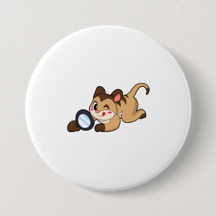 Badge Rond 7,6 Cm Meerkat avec verre grossissant