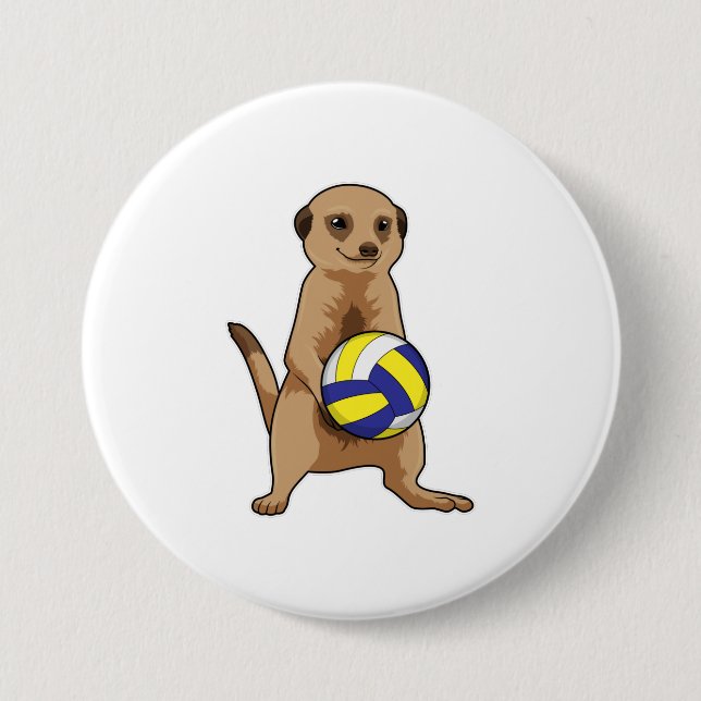 Badge Rond 7,6 Cm Meerkat avec volleyball (Devant)