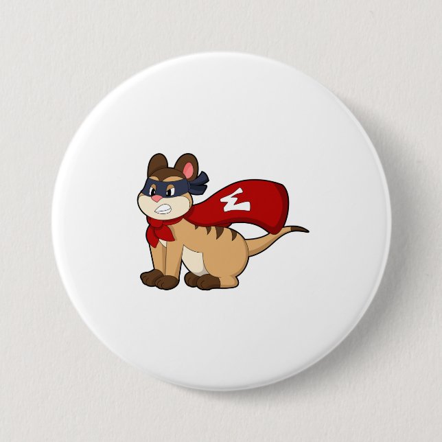 Badge Rond 7,6 Cm Meerkat en héros avec masque (Devant)