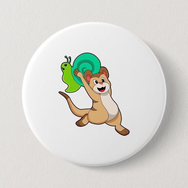 Badge Rond 7,6 Cm Meerkat with Snail.PNG (Devant)