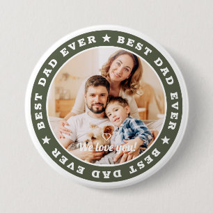 Badge Rond 7,6 Cm Meilleur Papa Jamais Étoile Moderne Photo Personna