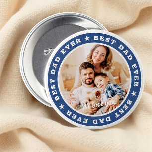 Badge Rond 7,6 Cm Meilleur papa jamais moderne Star Photo personnali