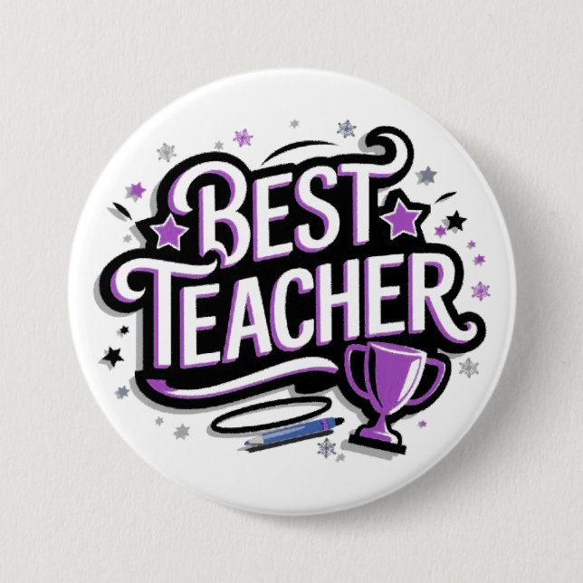 Badge Rond 7,6 Cm Meilleur Professeur  (Devant)