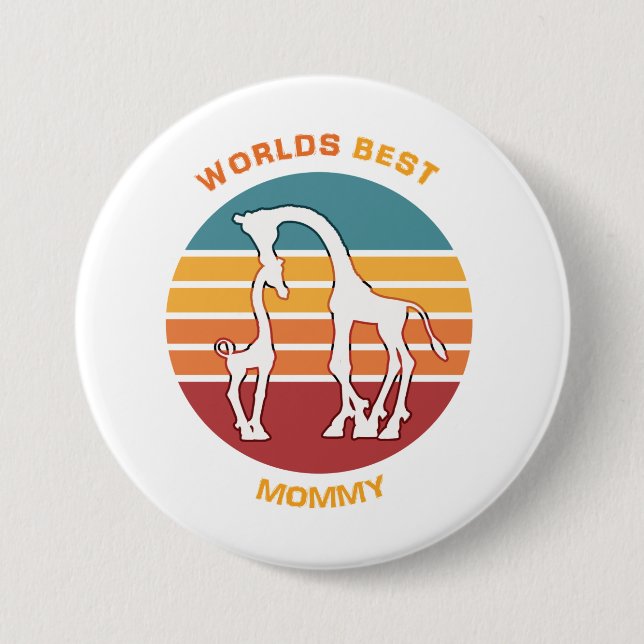 Badge Rond 7,6 Cm Meilleure maman du monde, Giraffes (Devant)