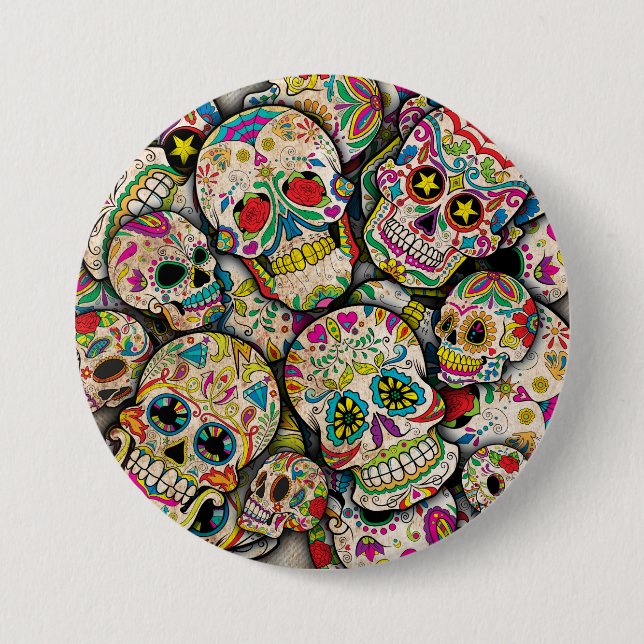 Badge Rond 7,6 Cm Meilleure vente Motif crâne sucre (Devant)