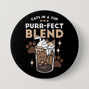 Badge Rond 7,6 Cm Mélange Purr-Fect : Conception de café pour le caf