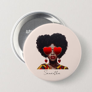 Badge Rond 7,6 Cm Melanin Magic : Black Queen Rocking Heart Shades