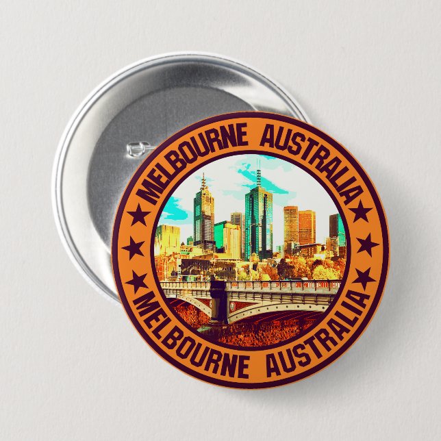 Badge Rond 7,6 Cm Melbourne (Devant & derrière)
