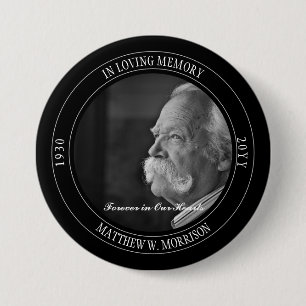 Badge Rond 7,6 Cm Mémorial photo In Love Memory Noir funéraire