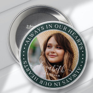 Badge Rond 7,6 Cm Mémorial toujours dans nos coeurs Photo élégante