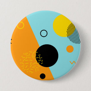 Badge Rond 7,6 Cm Memphis, hipster, tendance, art de l'illustration