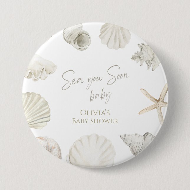 Badge Rond 7,6 Cm Mer bientôt baby shower (Devant)