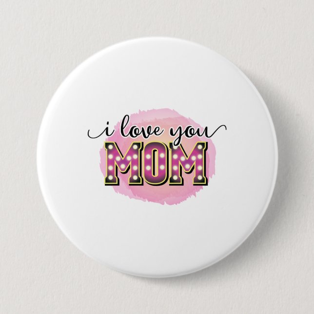Badge Rond 7,6 Cm Mère cadeau Je t'aime Maman (Devant)