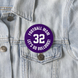 Badge Rond 7,6 Cm Mère de football blanc et violet Numéro Jersey