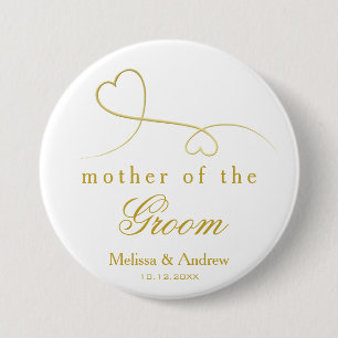 Badge Rond 7,6 Cm Mère de la chambre   Deux Mariage Gold Hearts