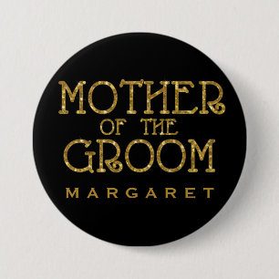 Badge Rond 7,6 Cm Mère de la chambre Gold Faux Parties scintillant N
