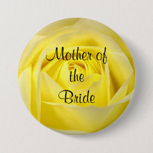 Badge Rond 7,6 Cm Mère de la mariée, Rose jaune