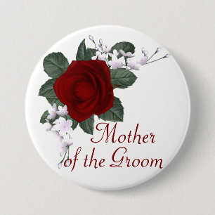 Badge Rond 7,6 Cm Mère de rose rouge de KRW du marié épousant le