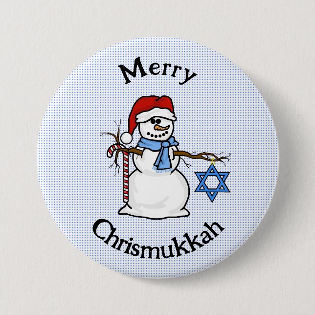 Badge Rond 7,6 Cm Merry Chrismukkah Snowman Button (Devant)
