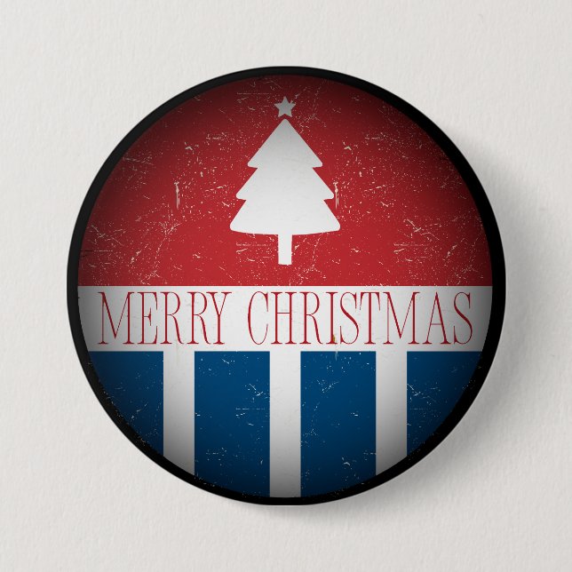 Badge Rond 7,6 Cm Merry Christmas Retro Patriotic  (Devant)