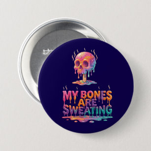 Badge Rond 7,6 Cm Mes os transpirent – Crâne de glace fondue