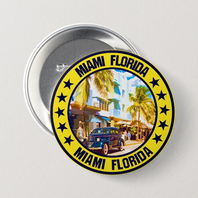 Badge Rond 7,6 Cm Miami (Devant & derrière)