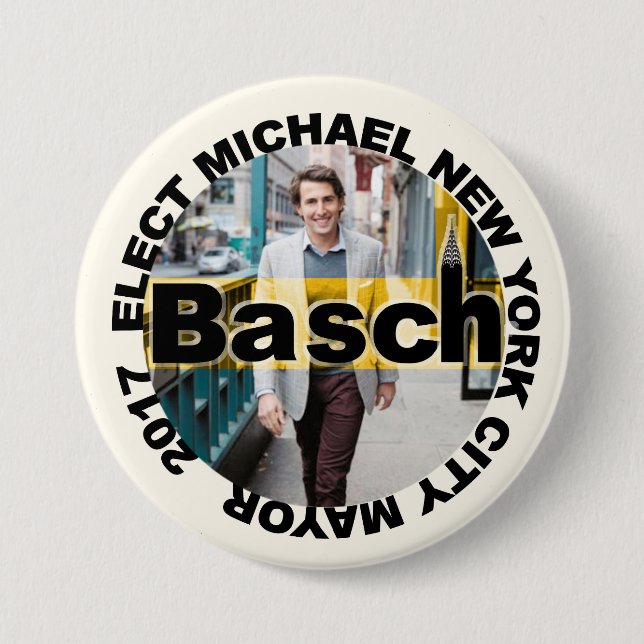Badge Rond 7,6 Cm Michael Basch pour le maire (Devant)