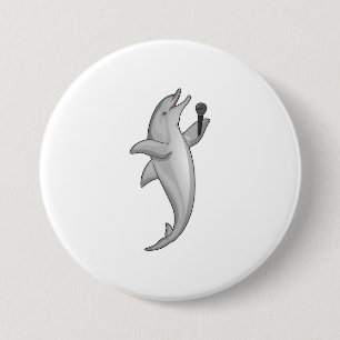 Badge Rond 7,6 Cm Microphone Dolphin Singer
